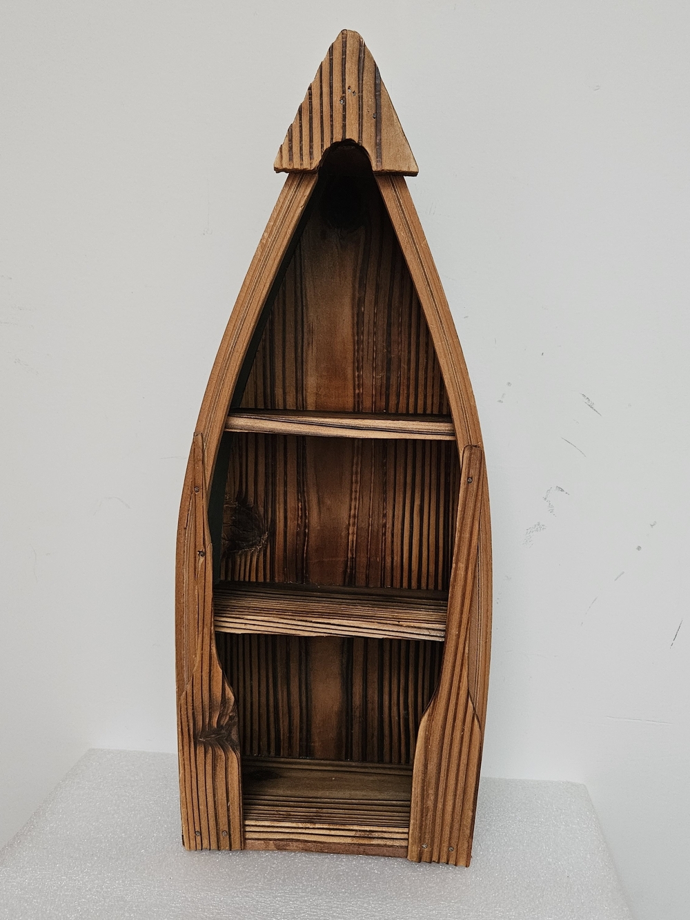 Wooden Boat Shelf Wall Decor - Rustic Brown